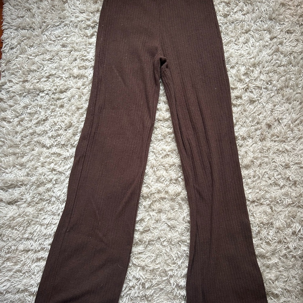 White Fox Boutique Brown Wide Leg Ribbed Pants